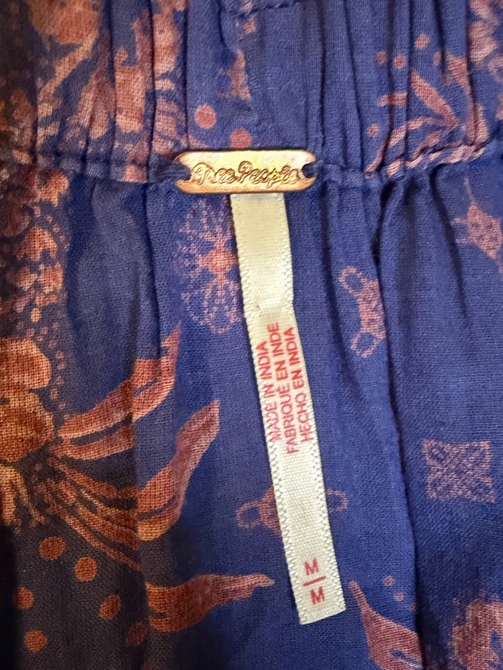 💙Free People Deep Blue Floral Maxi Dress with Rust Accents. Gently worn, size M